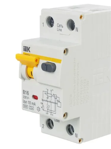 Выключатель автоматический дифференциального тока 2п (1P+N) B 16А 10мА тип A 6кА АВДТ-32 KARAT IEK MAD22-5-016-B-10 - фото 8