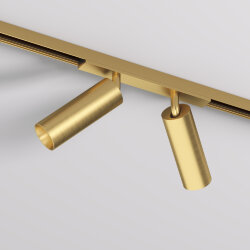 Светильник для трека SHINE SPOT со светодиодом, D35*H100, 48V DC, 8W*2, RA?90, 3000K, IP20, сатинированная латунь, алюминий, Denkirs DK5742-SB