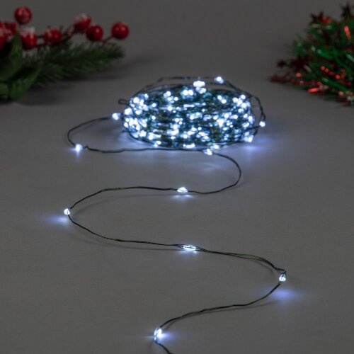 ULD-S3000-300-DGA WHITE IP20 DEW Гирлянда светодиодная Роса, 30м, 300 светодиодов, Белый свет, Провод зеленый - фото 8