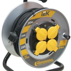 Удлинитель на метал. катушке 4х20м с заземл. 16А IP44 Professional УК20 КГ 3х1.5 термозащита IEK WKP16-16-04-20-44