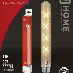 Лампа светодиодная LED-T30-deco gold 11Вт 230В Е27 3000К 1160Лм 300мм золотистая IN HOME