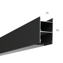 Алюминиевый LED профиль LINE 3556 ral9005 LT70 (с экраном) — 2500мм