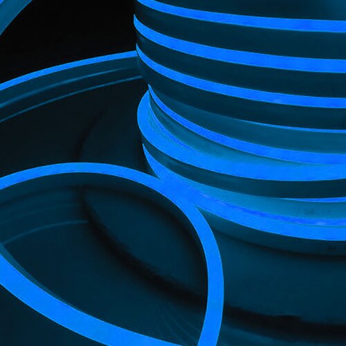 Светодиодный гибкий неон 220 В 9.6 Вт/м 120Led/м 2835 IP67, односторонний, синий, 50 м - Фото 2