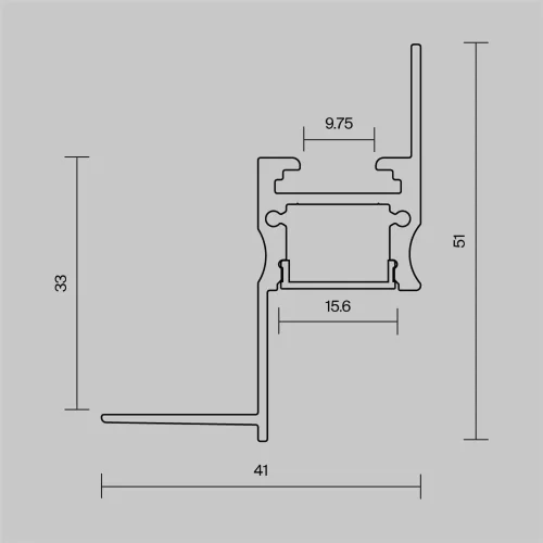 Алюминиевый профиль встраиваемый скрытого монтажа 41x51 (Серебро, 2 м), ALM-4151-S-2M 636013 (Серебро) - фото 5