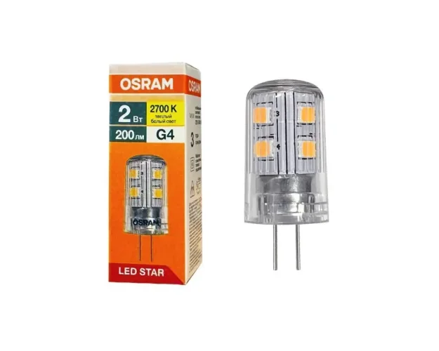 Лампа светодиодная 2W/2700K (=40W) G4 220V | 200Lm d14x33 | - OSRAM. Фото 2
