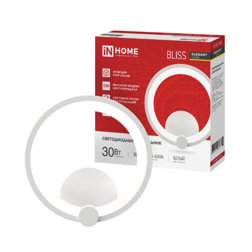 Светильник светодиодный ELEGANT BLISS-WH 30Вт 230В 3000-6500K 2400Лм STEP COLOR белый IN HOME - Фото