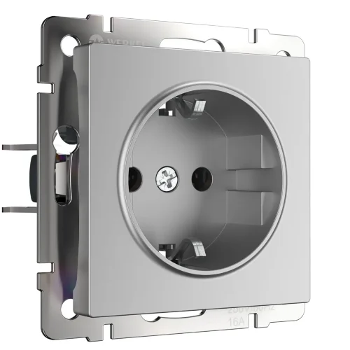 W1171106/ Розетка с заземлением и шторками (серебряный) W1171106 - фото