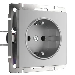 W1171106/ Розетка с заземлением и шторками (серебряный) W1171106