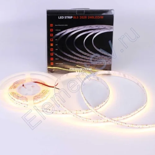 Светодиодная лента Class Premium, 3528, 240 led/m, Warm White, 24V, IP33, А10, однорядная - фото.