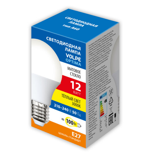 LED-A60-12W-3000K-E27-FR-SLS Лампа светодиодная, Форма A, матовая, Теплый белый свет 3000K - фото 2