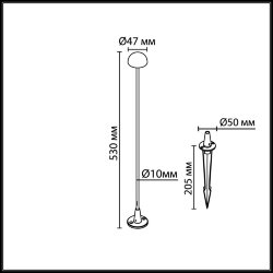 Ландшафтный светильник «ODEON LIGHT» 7122/4GL, серия: VERDE (крепление на основание; колышек)