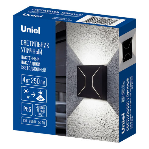 ULU-P32B-4W-4000K IP65 BLACK Светильник светодиодный уличный, Архитектурный накладной, Белый свет 4000K, Корпус черный, TM Uniel - фото 9
