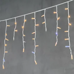 Гирлянда Бахрома 3,1 x 0,5 м Экстра Тепло-Белая с Мерцанием Белого Диода 220В, 120 LED, Провод Белый Каучук, IP65
