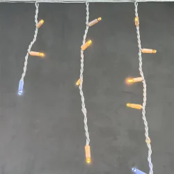 Гирлянда Бахрома 3,1 x 0,5 м Экстра Тепло-Белая с Мерцанием Белого Диода 220В, 120 LED, Провод Белый Каучук, IP65
