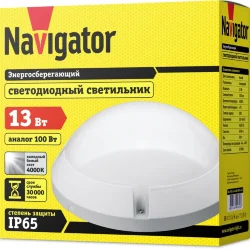 Светильник светодиодный 94 839 NBL-PR1-13-4K-WH-IP65-LED 13Вт 4000К IP65 1150лм ЖКХ поликарбонат круг бел. (аналог НПП) Navigator 94839