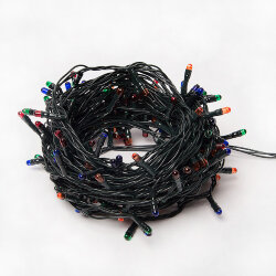 UDL-S1000-200-DGA MULTI IP20 MINI Гирлянда с контроллером, 10м, 200 миниламп накаливания, Разноцветный свет, Провод зеленый.