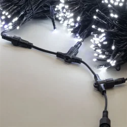 Комплект 3 Белых Нити по 20м с Мерцанием Белого Диода, 600 LED, Провод Черный Каучук 2,3мм, IP54