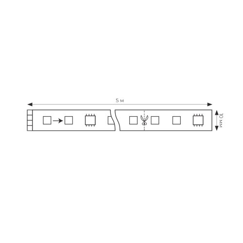 ULS-M22-5050-30LED-m-10mm-IP20-DC12V-7.2W-m-5M-3000K PROFI Гибкая светодиодная лента на самоклеящейся основе, Катушка 5м, в герметичной упаковке, Теплый белый свет3000К. - фото 6