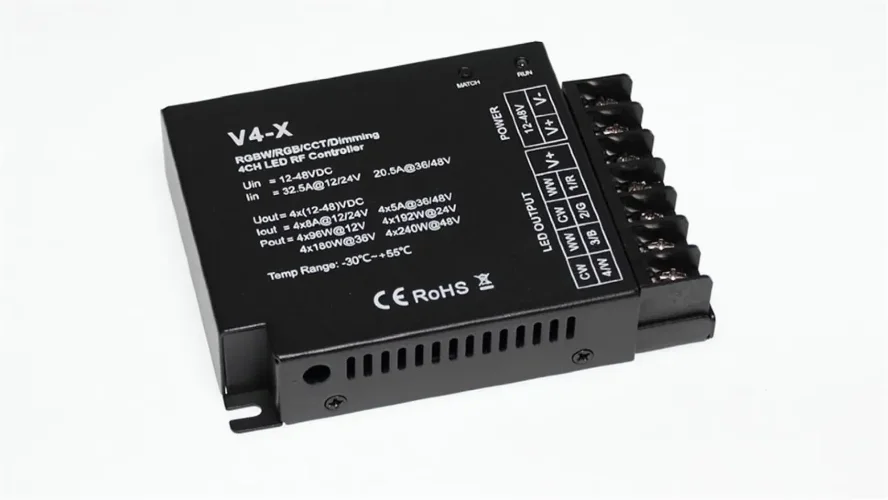 Контроллер V4-X IC55 RGBW/RGB/CCT/DIM (12-24V, 4ch x 8A, 384/768W, 36-48V, 4ch x 5A, 720/960W) - фото I
