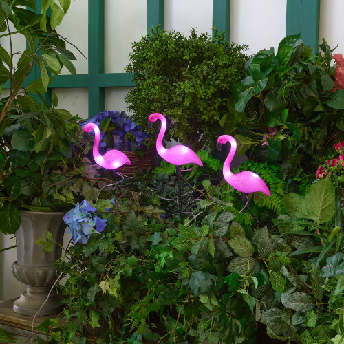 USL-S-833-PM530 FLAMINGO SET3 Садовый светильник на солнечной батарее Фламинго, в комплекте из 3 штук, 6 светодиодов, Белый свет, 1xАA Ni-Mh аккумулятор в-к, IP44, TM Uniel - фото 12