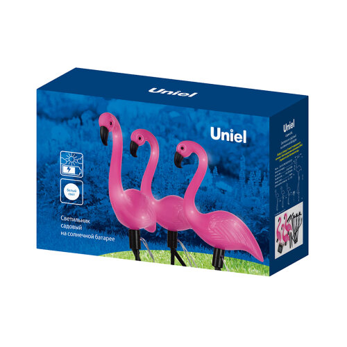 USL-S-833-PM530 FLAMINGO SET3 Садовый светильник на солнечной батарее Фламинго, в комплекте из 3 штук, 6 светодиодов, Белый свет, 1xАA Ni-Mh аккумулятор в-к, IP44, TM Uniel - фото 13