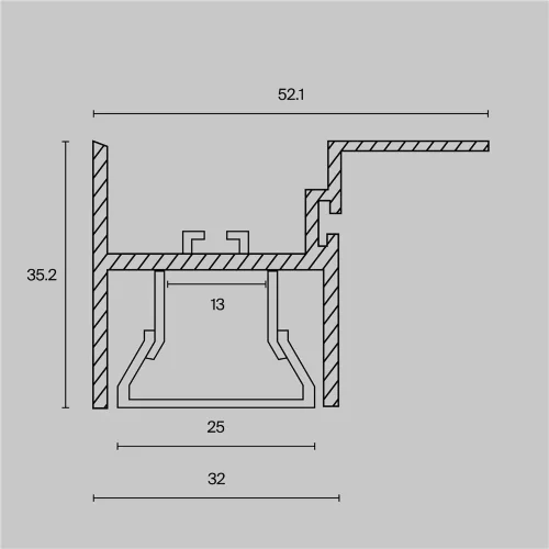 Алюминиевый профиль для натяжного потолка 35×52 (Серебро, 2 м), ALM012S-2M (Серебро) - фото 5