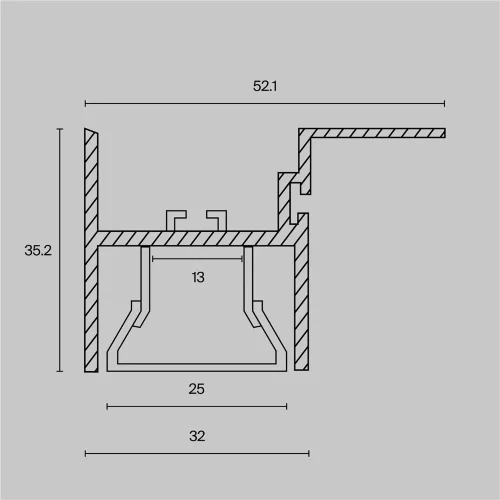 Алюминиевый профиль для натяжного потолка 35x52 (Серебро, 2 м), ALM012S-2M (Серебро) ALM012S-2M - фото 5