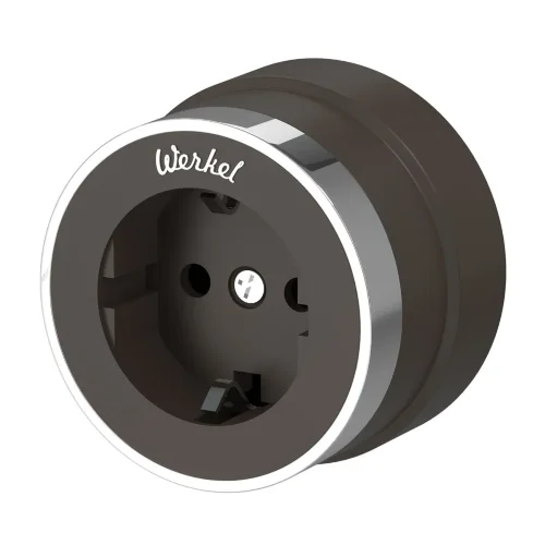 Розетка с заземлением Vintage мокко матовый/хром W5871052 - фото