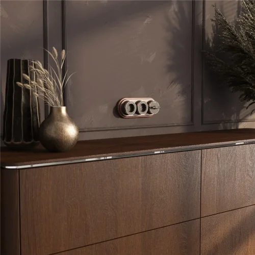 Розетка с заземлением Vintage мокко матовый/хром W5871052 - фото 4