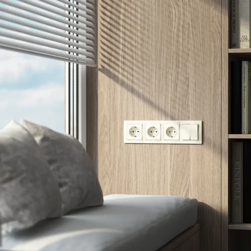 Рамка из поликарбоната на 4 поста Snabb Basic слоновая кость W0042003 - фото 3