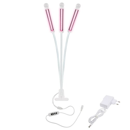 ULT-P33-18W-SPLE-TM-60 IP40 WHITE TRIPLE Светильник для растений светодиодный с таймером, на прищепке, Спектр для фотосинтеза, TM Uniel - фото 2