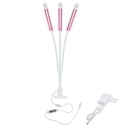 ULT-P33-18W-SPLE-TM-60 IP40 WHITE TRIPLE Светильник для растений светодиодный с таймером, на прищепке, Спектр для фотосинтеза, TM Uniel