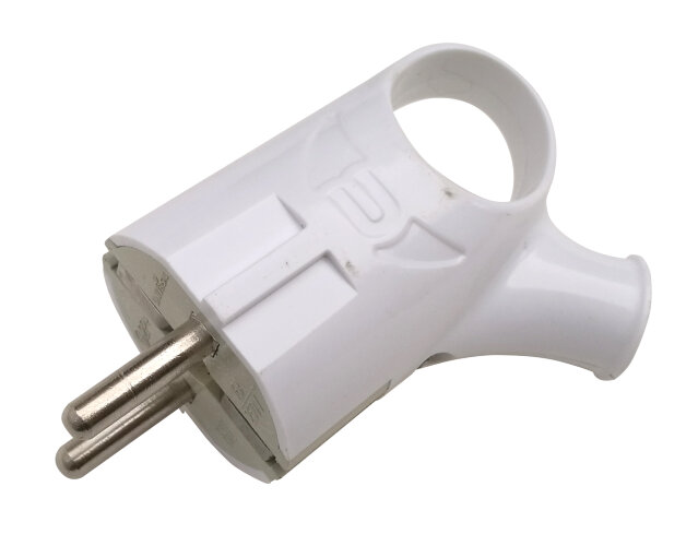 Вилка угловая с кольцом с заземлением 16А белая 4120 IN HOME - Фото