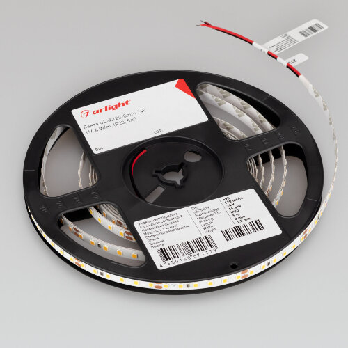 Светодиодная лента UL-А120-8mm 24V Day4000 (14.4 W/m, IP20, 5m) (Arlight, 7 лет) 042302 - фото 2