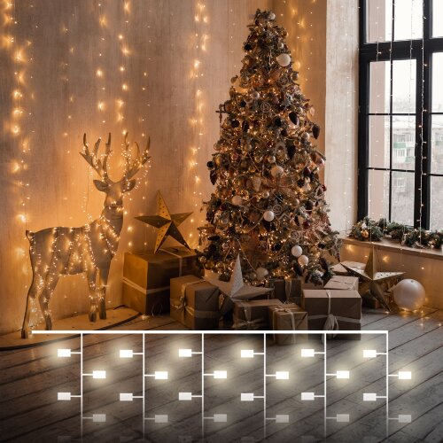 Гирлянда занавес "Роса" теплый белый 2*3м IP20 - фото 1