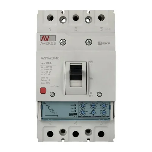 Выключатель автоматический 3п 160А 50кА AV POWER-1/3 ETU2.0 AVERES EKF mccb-13-160-2.0-av - фото 2