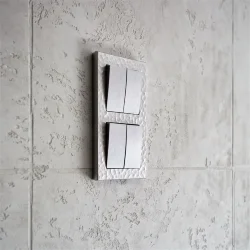 W1120009/ Выключатель двухклавишный (cеребряный рифленый) W1120009