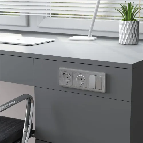 W1120009/ Выключатель двухклавишный (cеребряный рифленый) W1120009 - фото 3