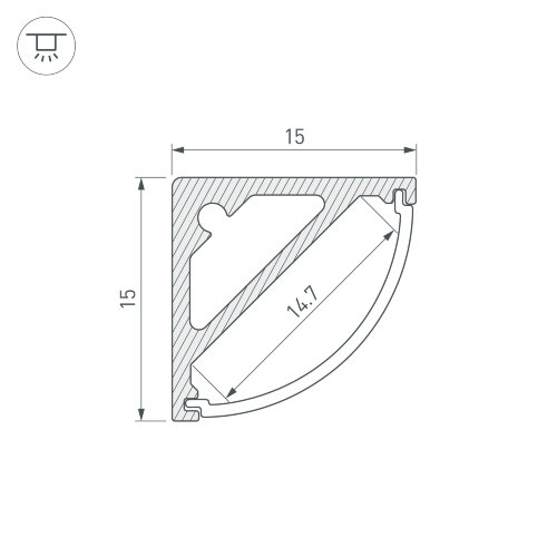 Профиль SL-KANT-H15-3000 ANOD (Arlight, Алюминий) - фото 4