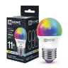 Лампа светодиодная LED-ШАР-RGBW-SMART 11Вт 230В Wi-Fi Е27 RGB-3000-6500К 990Лм IN HOME - Фото