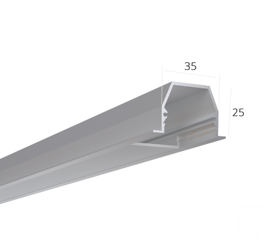 Алюминиевый LED профиль LINE 3525 IN RAW LT70 (с экраном) — 2000мм - фото 1