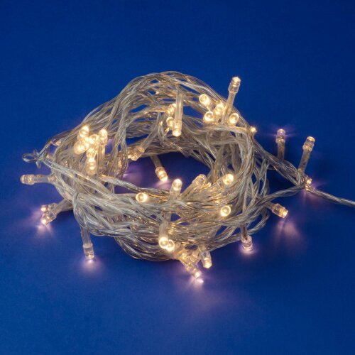 ULD-S0500-050-DTA WARM WHITE IP20 Гирлянда светодиодная с контроллером, 5м, 50 светодиодов, Теплый белый свет, Провод прозрачный - фото 1