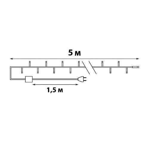 ULD-S0500-050-DTA WARM WHITE IP20 Гирлянда светодиодная с контроллером, 5м, 50 светодиодов, Теплый белый свет, Провод прозрачный - фото 9