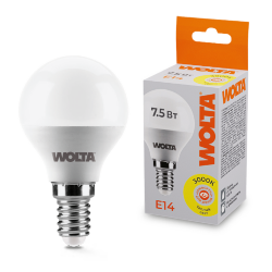 Светодиодная лампа WOLTA 25Y45GL7.5E14 7.5Вт 3000K E14