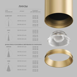 Линза ?55mm, угол рассеивания света 50° для светильников SHINE DK5743/DK2610, поликарбонат, Denkirs DK5700-D55-A50