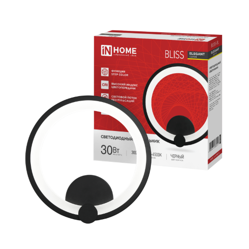 Светильник светодиодный ELEGANT BLISS-BL 30Вт 230В 3000-6500K 2400Лм STEP COLOR черный IN HOME - Фото