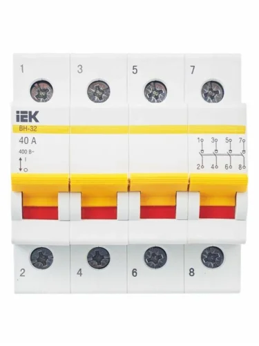 Выключатель нагрузки (мини-рубильник) 4п 40А ВН-32 KARAT IEK MNV10-4-040 - фото 3