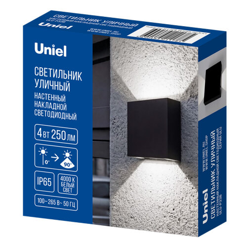 ULU-P33B-4W-4000K IP65 BLACK Светильник светодиодный уличный, Архитектурный накладной, Белый свет 4000K, Корпус черный, TM Uniel - фото 7
