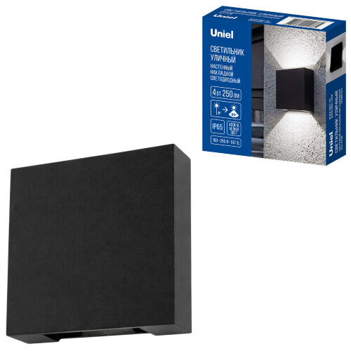 ULU-P33B-4W-4000K IP65 BLACK Светильник светодиодный уличный, Архитектурный накладной, Белый свет 4000K, Корпус черный, TM Uniel - фото 8