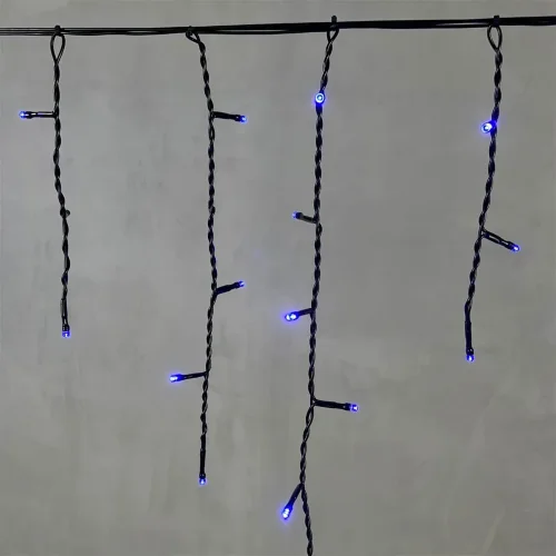 Гирлянда Бахрома 4,9 x 0,5 м Синяя 220В, 240 LED, Провод Черный ПВХ, IP54. Фото 2.